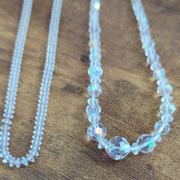 None Jewelry - 3 Vintage Crystal Glass Necklace Set